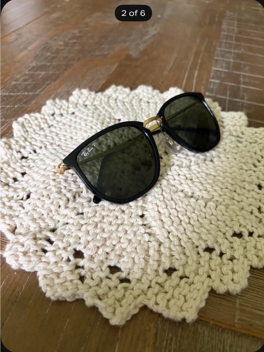 Ray-Ban Black & Gold Cat Eye Sunglasses with Dark Green Lenses